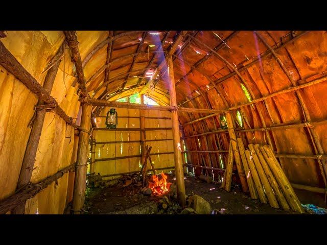 Building a Native American Longhouse, 4 Guys, 3 Dogs Camping