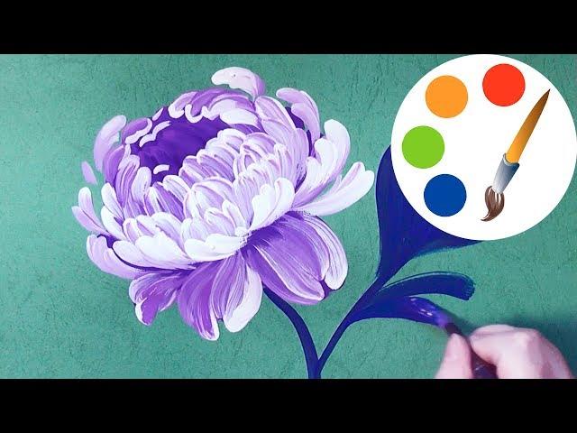 Easy way to paint  the Peony,  painting by a round brush, painting for beginners