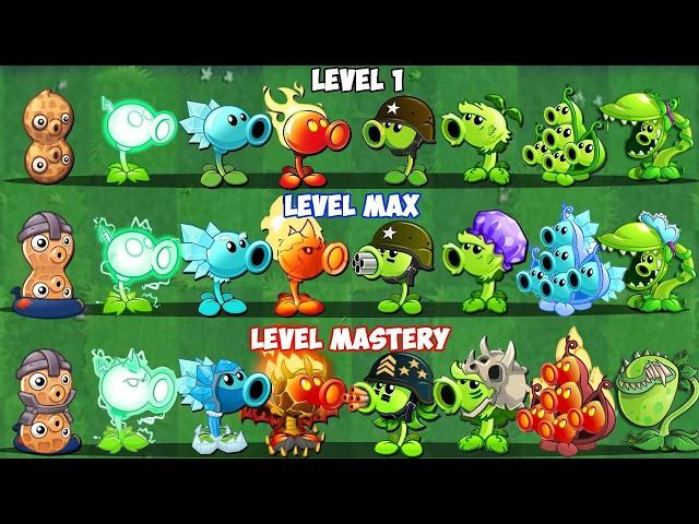 20 PEA Plants *3 Battlez LEVEL 1 vs MID vs Max Level - Who Will Win? - Pvz 2 Plant vs Plant