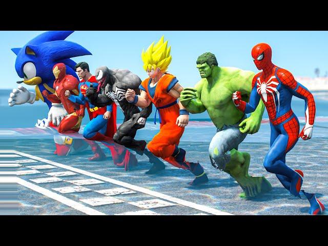 Sonic Team Vs Spider-Man Army Running on the Water Challenge Competition #403