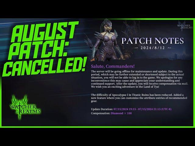 Last months Update is Cancelled!? || Watcher of Realms