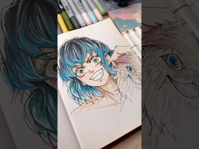 drawing inosuke hashibira! ️ part 2 #demonslayer #shorts #anime #sketchbook #art #manga #kny