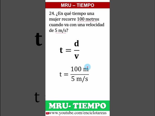 EJERCICIO RESUELTO DE TIEMPO – MRU – PARTE 24 #facil #física #tiempo