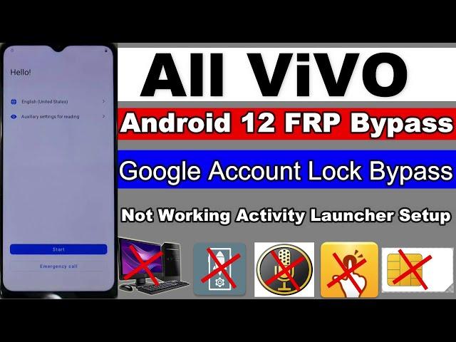 All Vivo Android 12 FRP/Google Account Lock Remove | Activity Launcher Setup Not Working- Without Pc