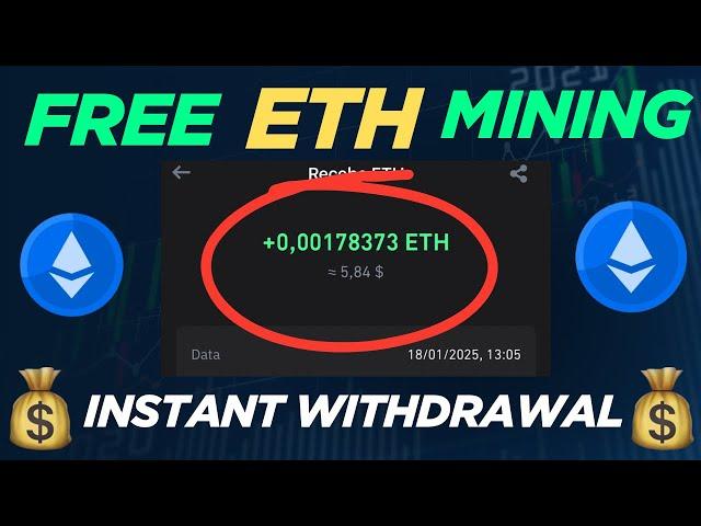 FREE ETHEREUM MINING | NO Minimum Withdrawal| make money online 2025