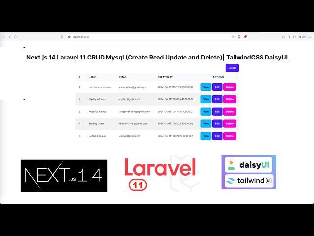 Next.js 14 Laravel 11 CRUD Mysql (Create Read Update and Delete)| TailwindCSS DaisyUI