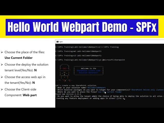 Understanding SPFx WebPart Process and Hello World Demo | SPFx Webpart Process | Hello World Webpart