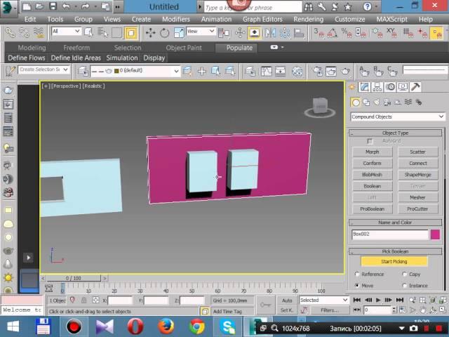 3dmax.если не работает proboolean то применить boolean