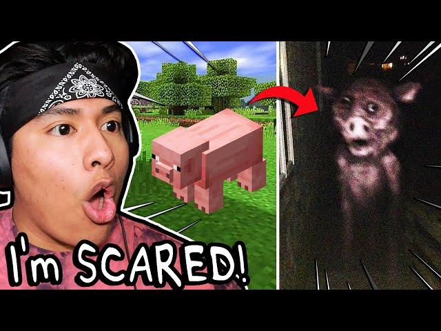 Minecraft mobs but as CURSED images...