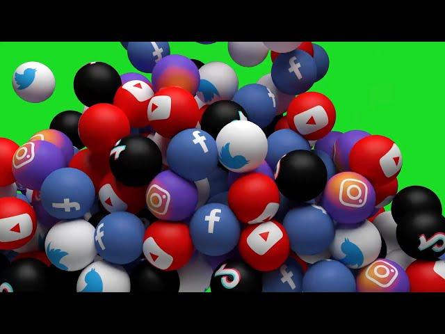 Top 6 3D Social Media Icon Transition With Sound Effect Green Screen || By Green Pedia