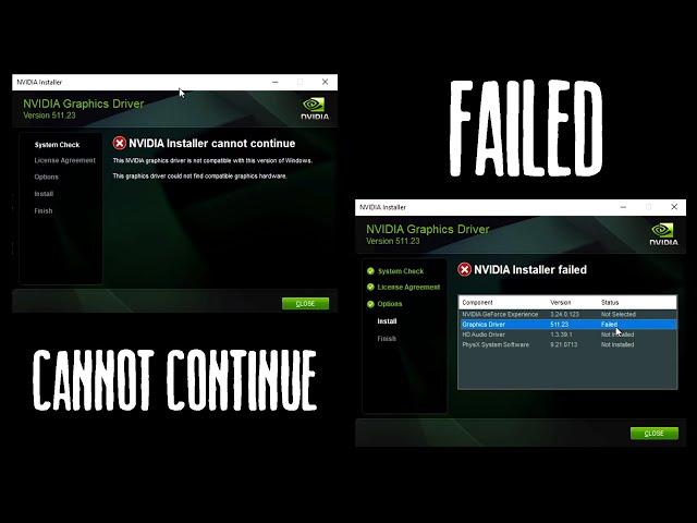 NVIDIA Installer cannot continue / Installer failed FIX (READ DESCRIPTION)