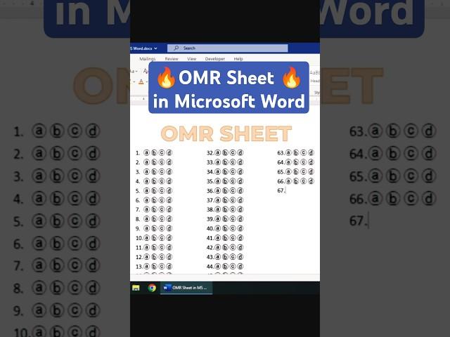 OMR Sheet in MS Word #shorts #msword #word #wordtricks