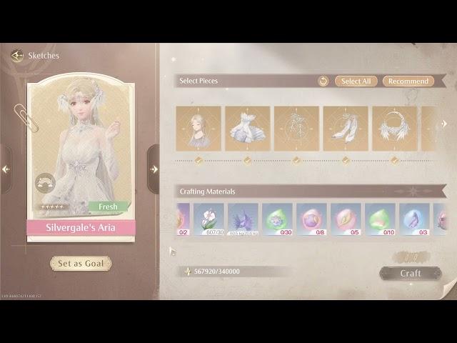 Infinity Nikki Craft Silvergale's Aria Crafting Materials Miracle Outfit Guide