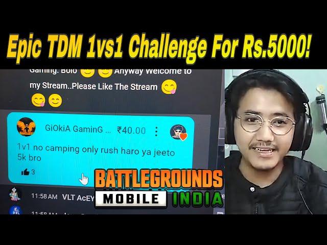 Rs. 5000 TDM Battle: Intense 1v1 Match! BGMI/PUBG