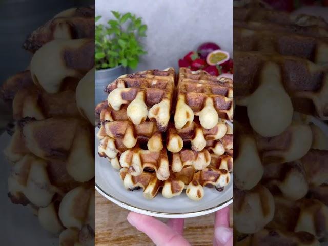 Belgian Waffles with Chocolate and Fresh Fruit (Crispy & Fluffy)