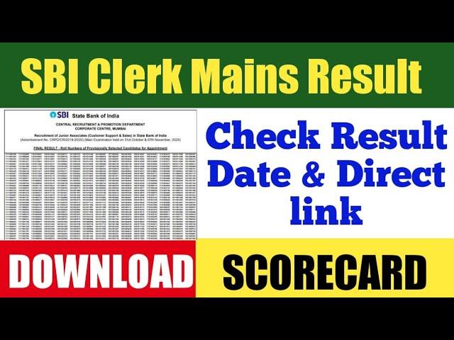 SBI Clerk Mains Result 2024, Link, Score Card, Download Here