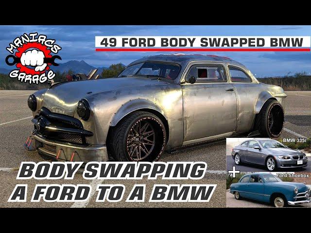 Body Swapping the Ford to the BMW in under 10 minutes - 1949 Ford/BMW chassis swap