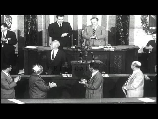 South Korean President Syngman Rhee addresses a Joint Session of the Congress in ...HD Stock Footage