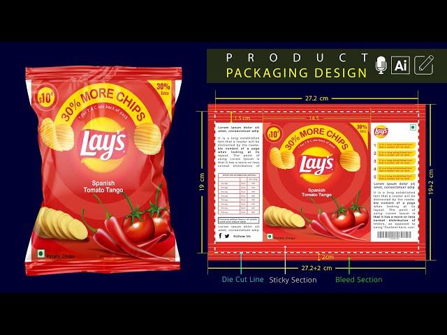 Product Packaging Design In Illustrator | How to create print ready die cut lines and bleed section