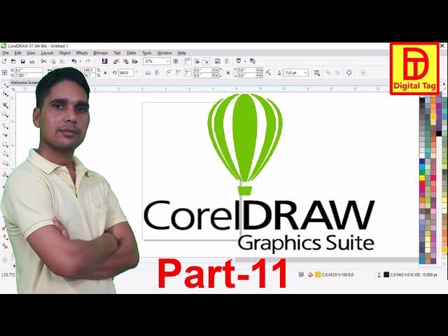 Corel Draw x7 tutorials for beginners (Freehand, 2 point line, Bezier, and  Pen tools) || Part-11