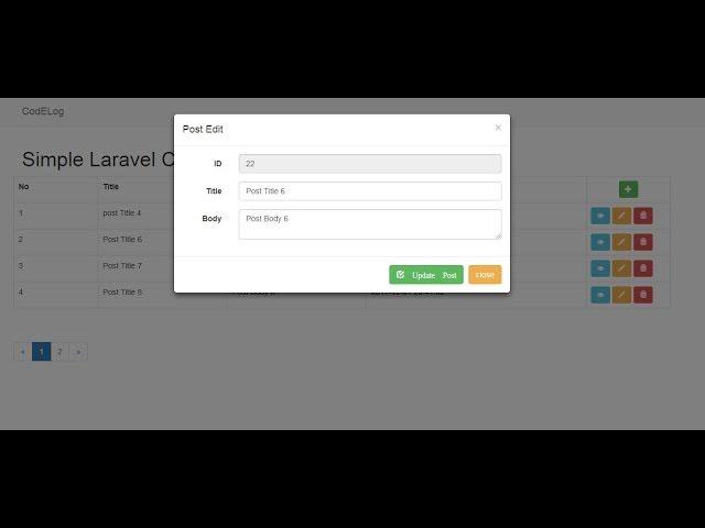 Ajax CRUD operations in Laravel 5.4 with Modal & Pagination