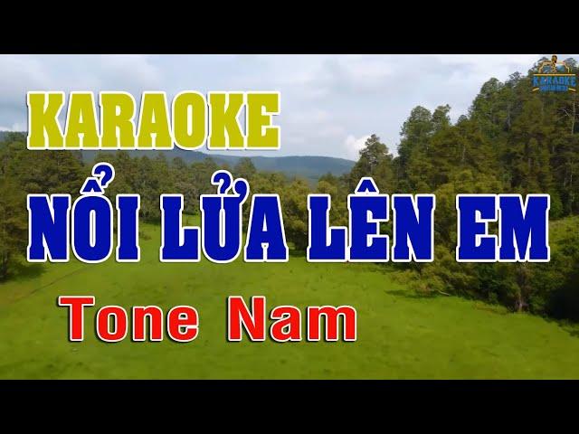 KARAOKE Nổi Lửa Lên Em Tone Nam Nhạc Sống | DINHTAN MEDIA