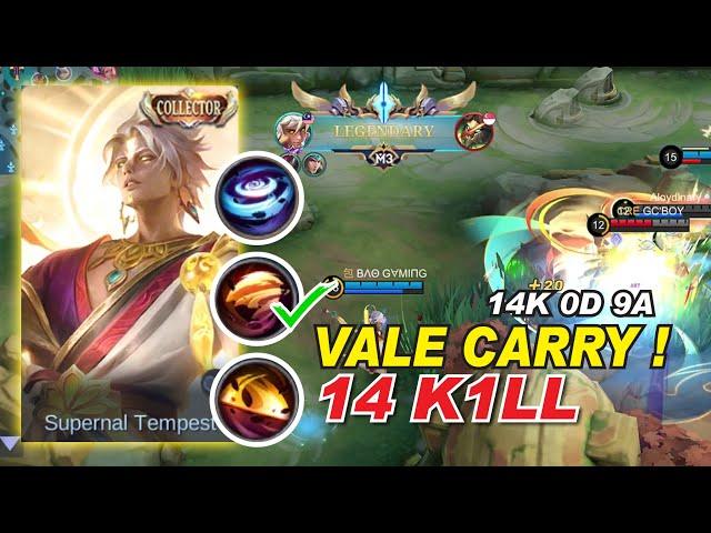 MLBB VALE 14 KILL CARRY  Best Build and New Emblem Set 2023 | Collector Skin Gameplay