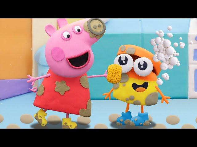 Peppa Pig Official Channel | Muddy Puddle Jump with Peppa | Play-Doh Show Stop Motion @PlayDohOfficial