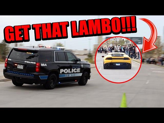 POLICE CHASE SUPERCARS THAT SEND IT & BURNOUT LEAVING CARS AND CANTINA DALLAS!!!