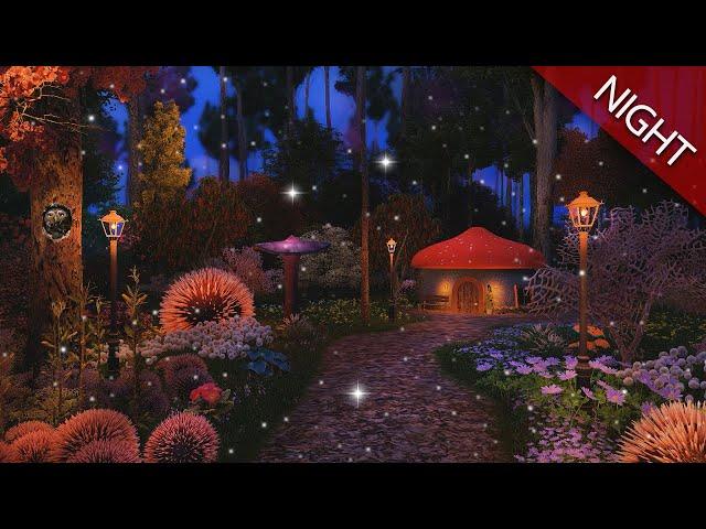 Enchanted Forest Ambience | NIGHT  for sleep, study and relaxation | occasional rain, wind chimes.