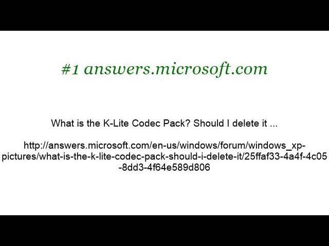 How-To Uninstall K-Lite Codecs