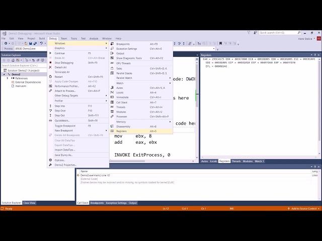 Assembly Tutorial:  Assembling Your First Assembly Program Using Visual Studio 2017