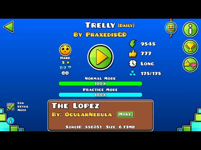 [GD] "Trelly" by PraxedisGD (Daily level) (All Coins) | Geometry Dash 2.113