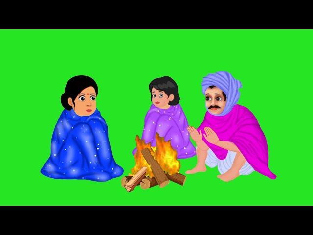 ठंड का कहर। cartoon character green screen video,