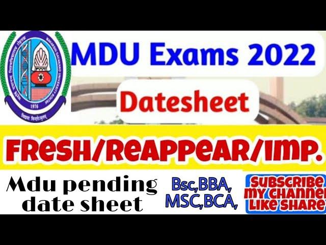 Mdu exam date sheet 2022/mdu online exam pending date sheet upload in site 2022/B.sc, BBA, BCA,etc