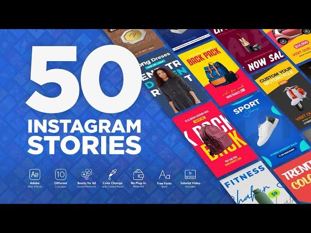 50 Instagram Story Video Ads - After Effects & Premiere Pro Template