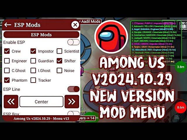 Among Us v2024.10.29 Fake Impostor Mod Menu Apk v13 | ESP, Teleport, Skins Unlocked, Free Chat etc.