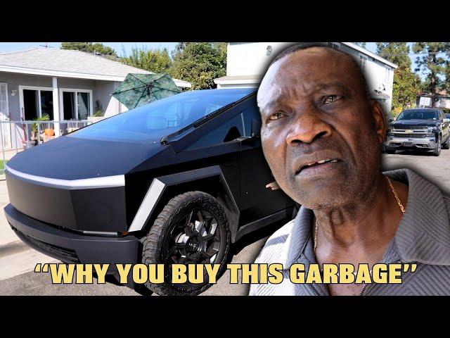 Angry African Dad REACTS to My BLACKED OUT CYBERTRUCK (surprising reaction)