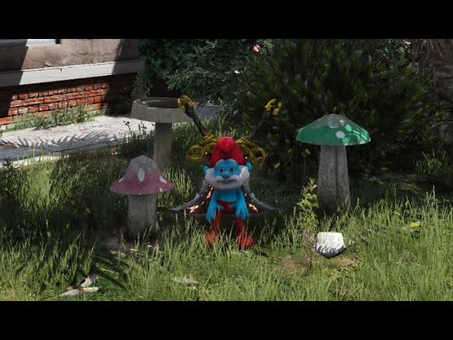 Papa Smurf with Kratos powers (GTA 5)