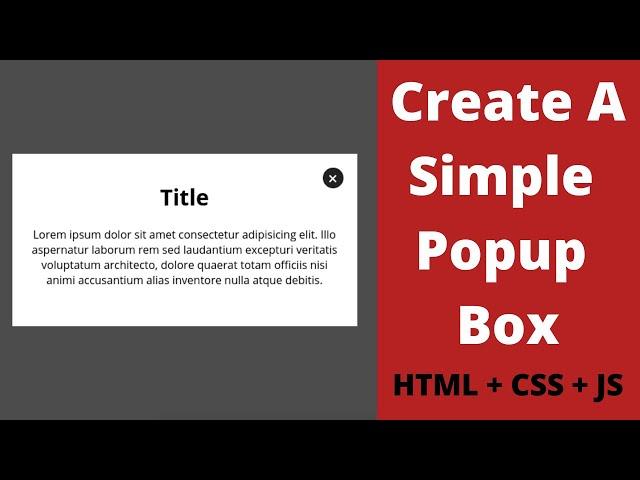 How to Create Simple Popup Box / Modal using HTML CSS & JavaScript