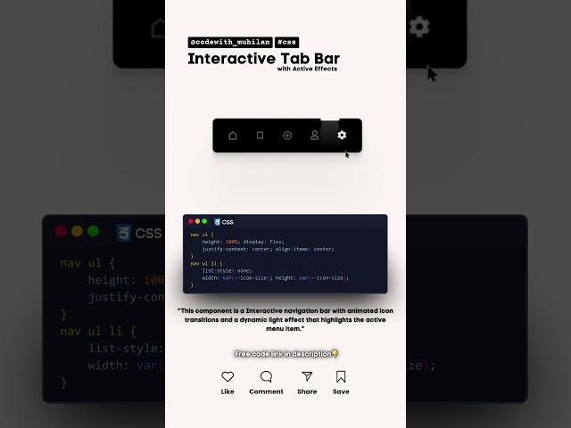 Interactive Tab Bar  #css #coding #tabs #Website #frontenddeveloper #responsivewebsite