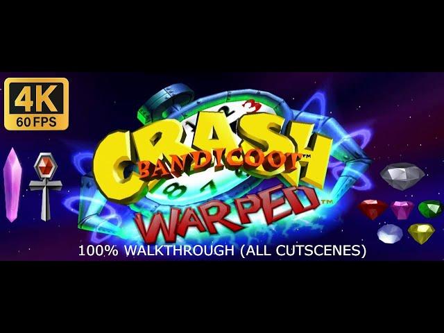 Crash Bandicoot 3: Warped (PS1) 105% walkthrough (All crystals, gems & platinum relics) (4K 60FPS)