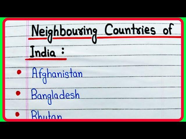 Neighbouring countries of India names | Names of Neighbouring countries of India