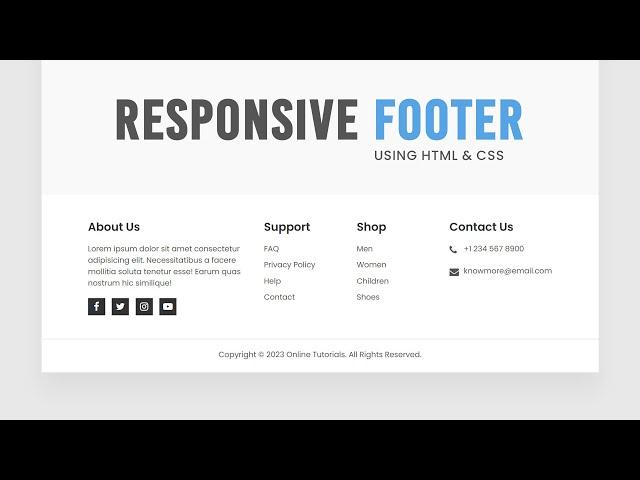 Responsive Footer Design Using Html & CSS