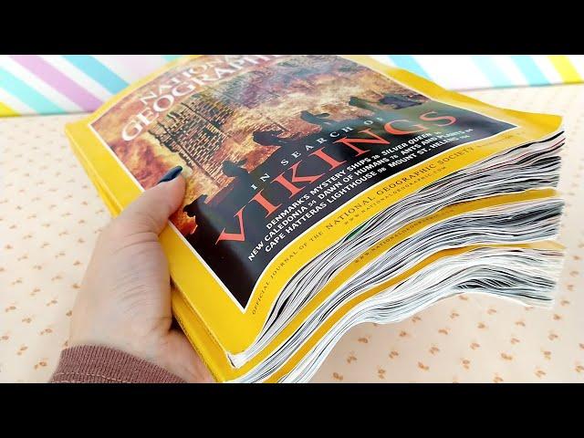 ASMR Water-Damaged Nat'l Geo Magazines • Page Turning • No Talking