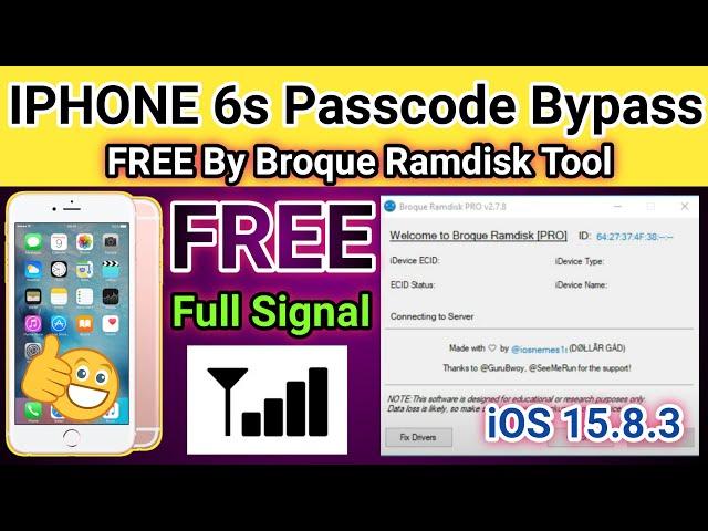 Iphone 6s Passcode bypass Free by Broque Ramdisk Pro Tool with Sim Working 100% | 2024