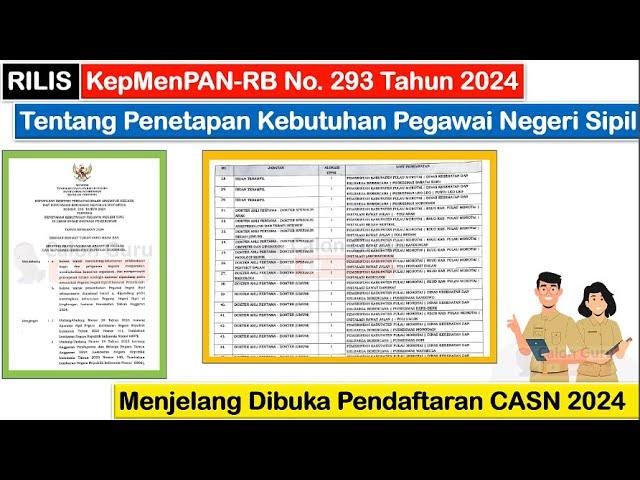 RILIS KepMenPAN-RB No. 293 Tahun 2024 Tentang Penetapan Kebutuhan Pegawai Negeri Sipil Tahun 2024