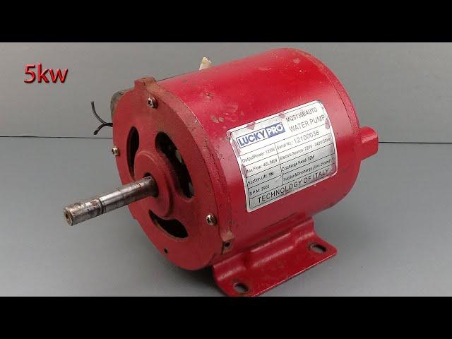 I turn water pump motor into 220v 5kw electric generator