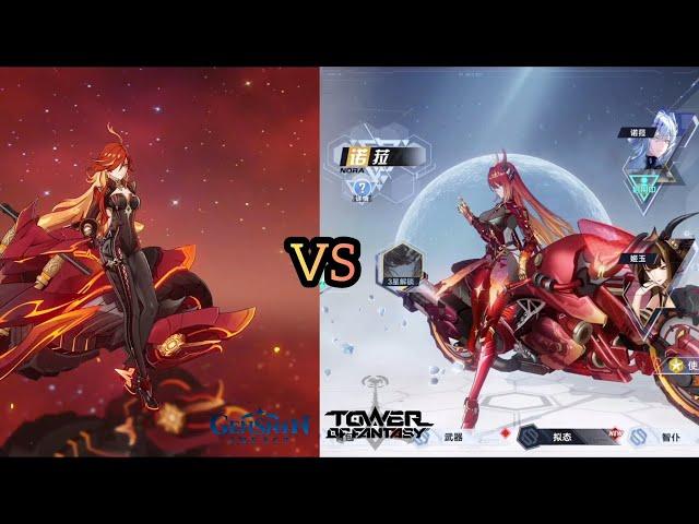 Mavuika from Genshin Impact VS Nola from Tower of Fantasy (gameplay comparison)