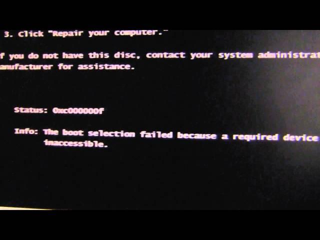 Repair Windows 7 0xc000000f Startup Error Problem